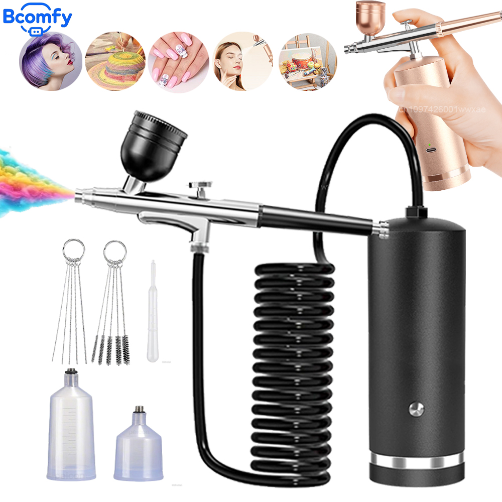 Airbrush Kit With Mini Compressor - Аэрограф с компрессором, перезаряжаемый, миниатюрный, ручной