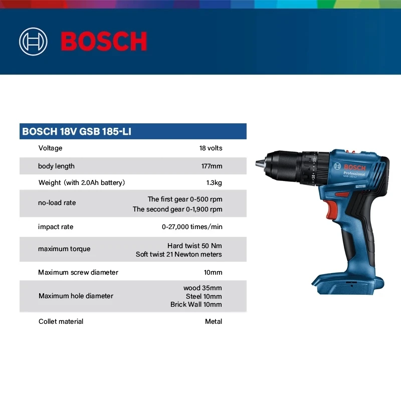 Bosch GSB 185-LI 18В Бесщеточн – обзор и цена Brushless Cordless Electric Drill 18V