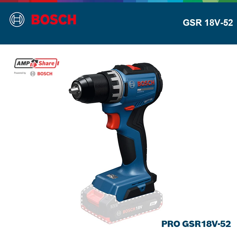 BOSCH GSR 18V-52 PRO – аккумул – обзор и цена Brushless Cordless Electric Drill 18V