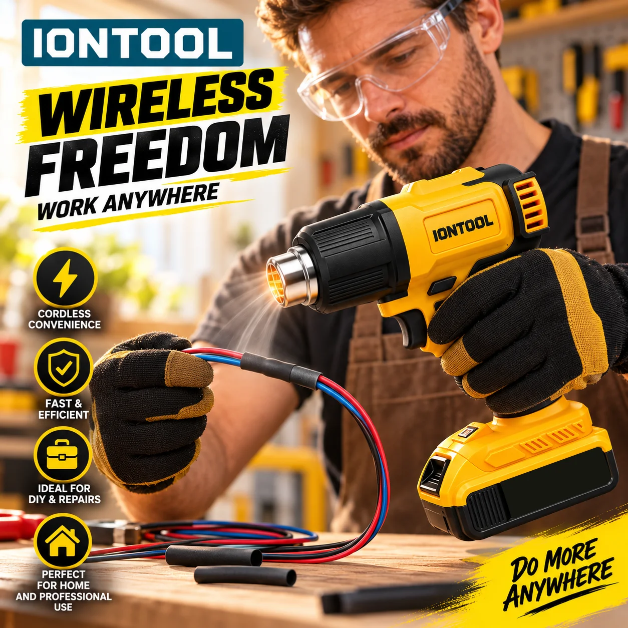 Беспроводной термофен IONTOOL  – обзор и цена Cordless Heat Gun For Shrink Tubing