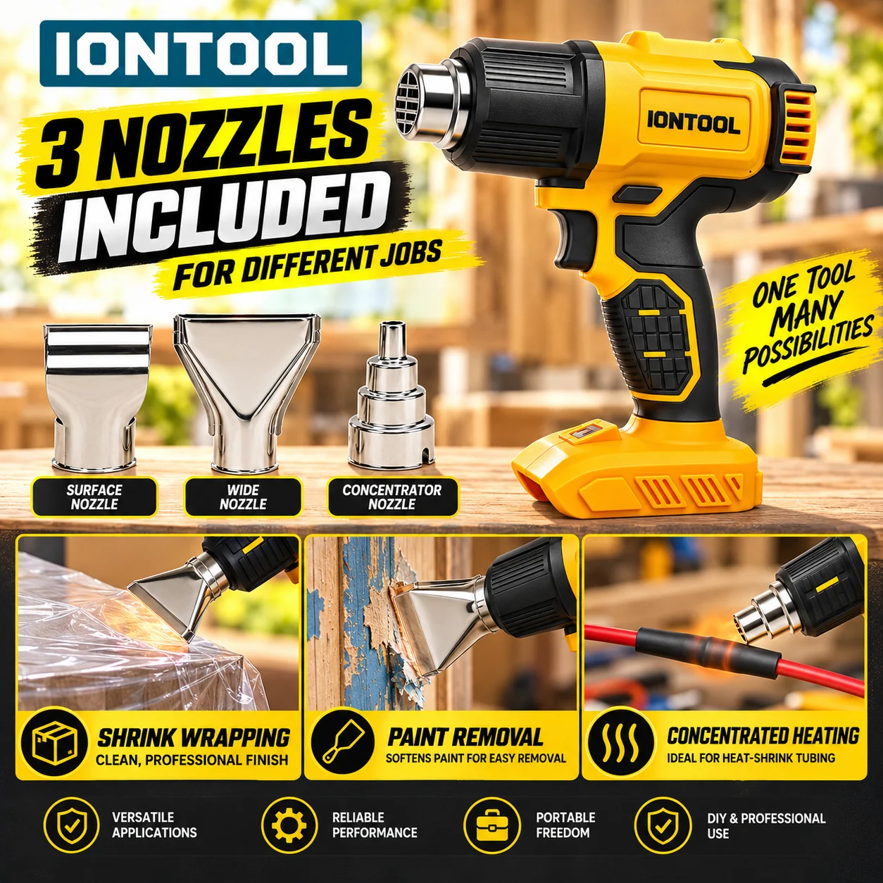 IONTOOL Желтый 550 ℃   Компакт – обзор и цена Cordless Heat Gun For Shrink Tubing